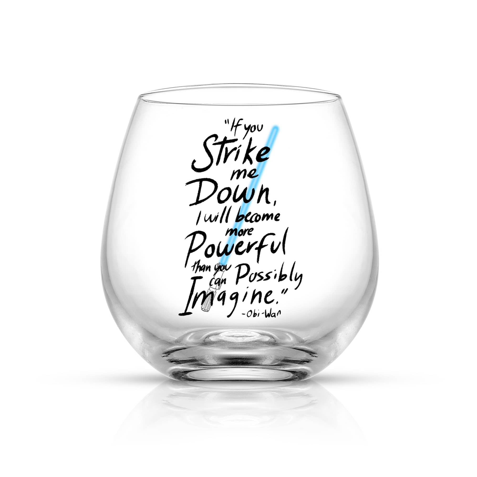 JoyJolt® Star Wars™ 15oz. New Hope Obi-Wan Kenobi Blue Lightsaber Stemless Drinking Glass, 2ct.